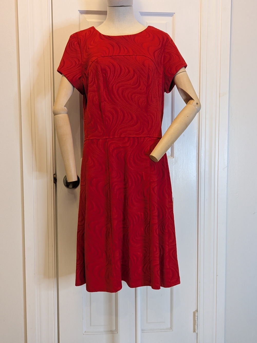 Elegant Orange Red Fit-and-Flare Dress